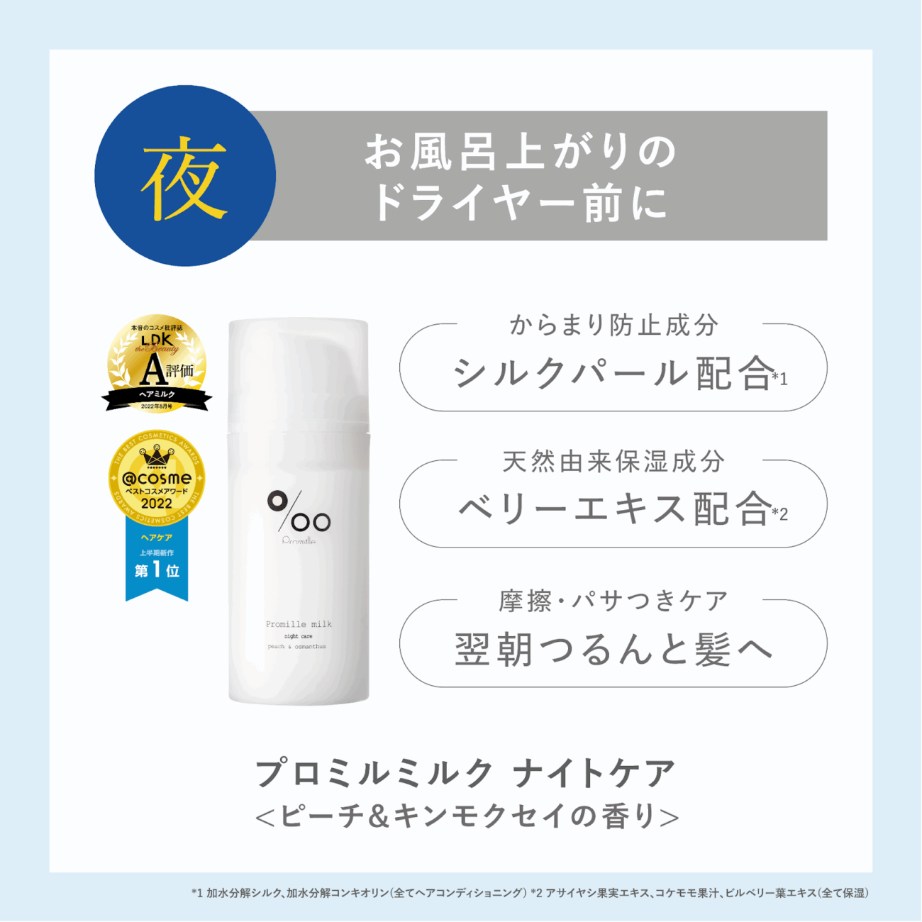 Promille milk night care 成分說明