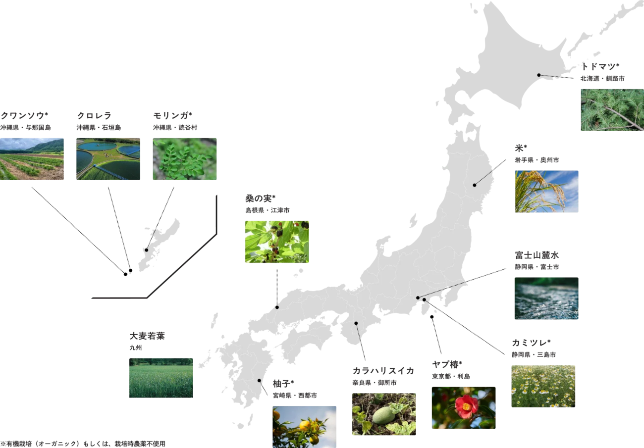 Be選用來自日本各地的植物為原料